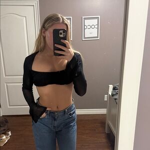 Elegant Black Sheer Women's Top